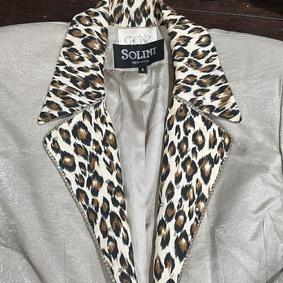 CACHE SOLINI NEW YORK Vintage Shimmer Rhinestone Leopard Cheetah Print Dress Coc - Picture 10 of 10
